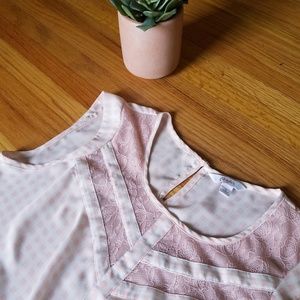 Candies Blush Gingham Lace Cap Sleeve